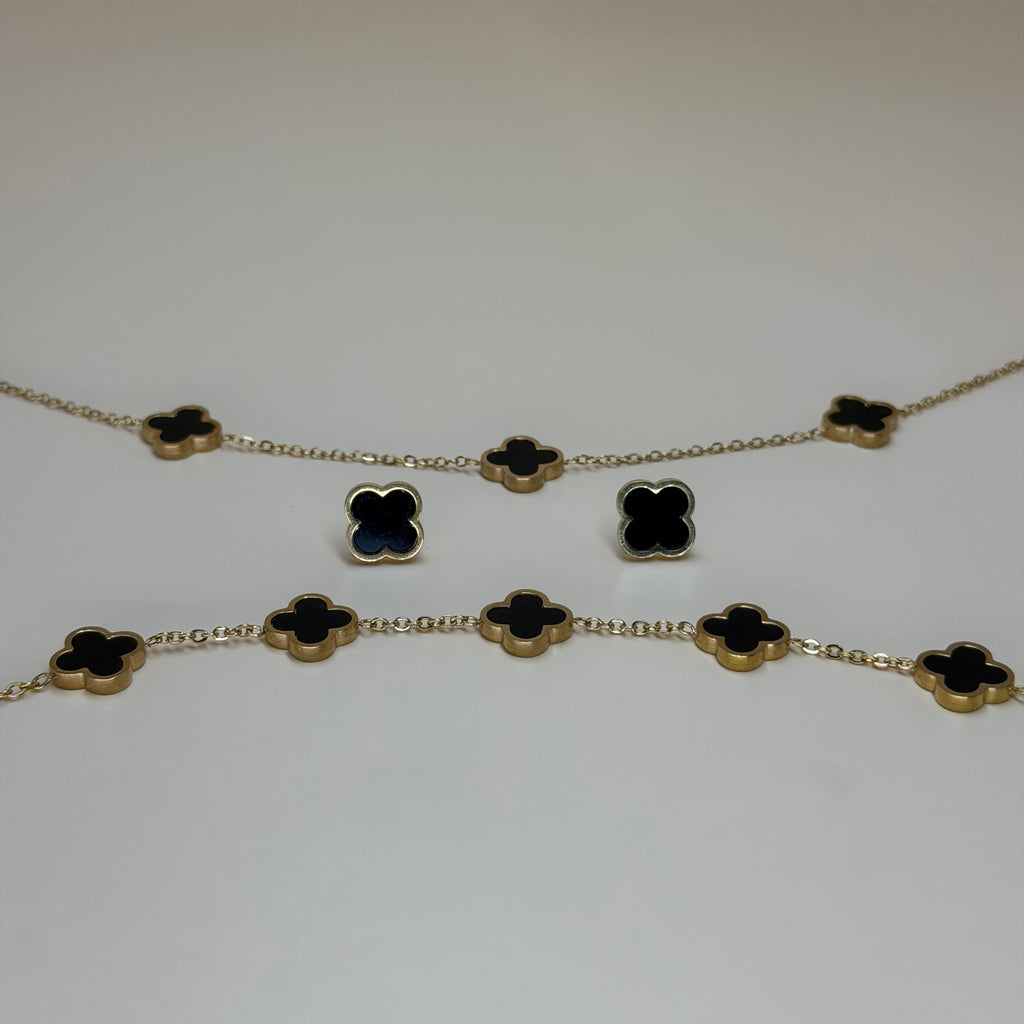 Noir Clover Set - Necklace | Bracelet | Earrings